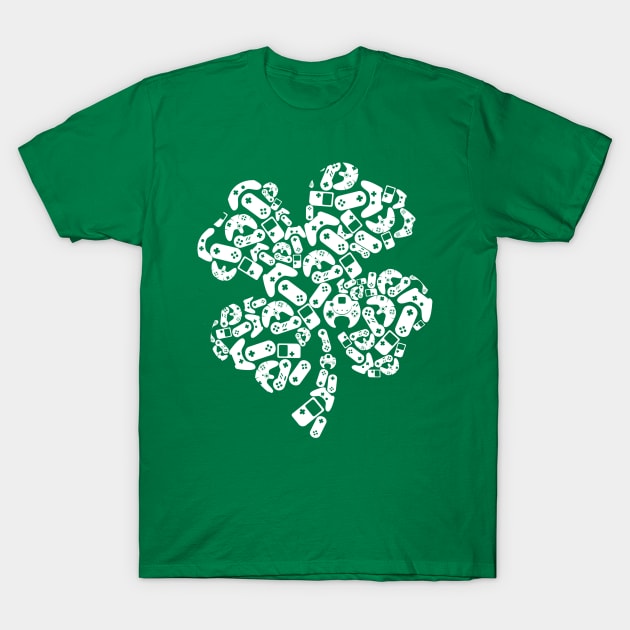 Gamer Gift Game Shamrock St Patricks Day Irish T-Shirt by Theretrotee